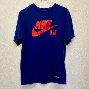 Nike Team USA Soccer T-Shirt Mens Medium Blue 100% Cotton Short Sleeve Tee Shirt